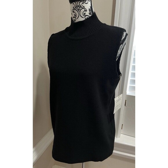NWT Steve Fabrikant Black Santana Knit Sleeveless Mock Neck Shell Top 1X XL Saks - Picture 6 of 13